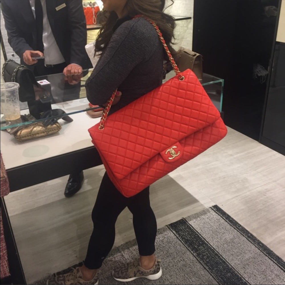 SOLD Chanel XXL Red Airline Flap Tote RARE - Picture 7 of 8
